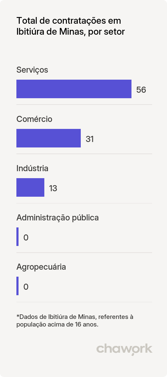 Total de contratações por setor em Ibitiúra de Minas, MG