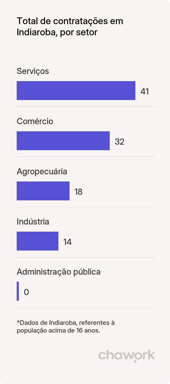 Total de contratações por setor em Indiaroba, SE