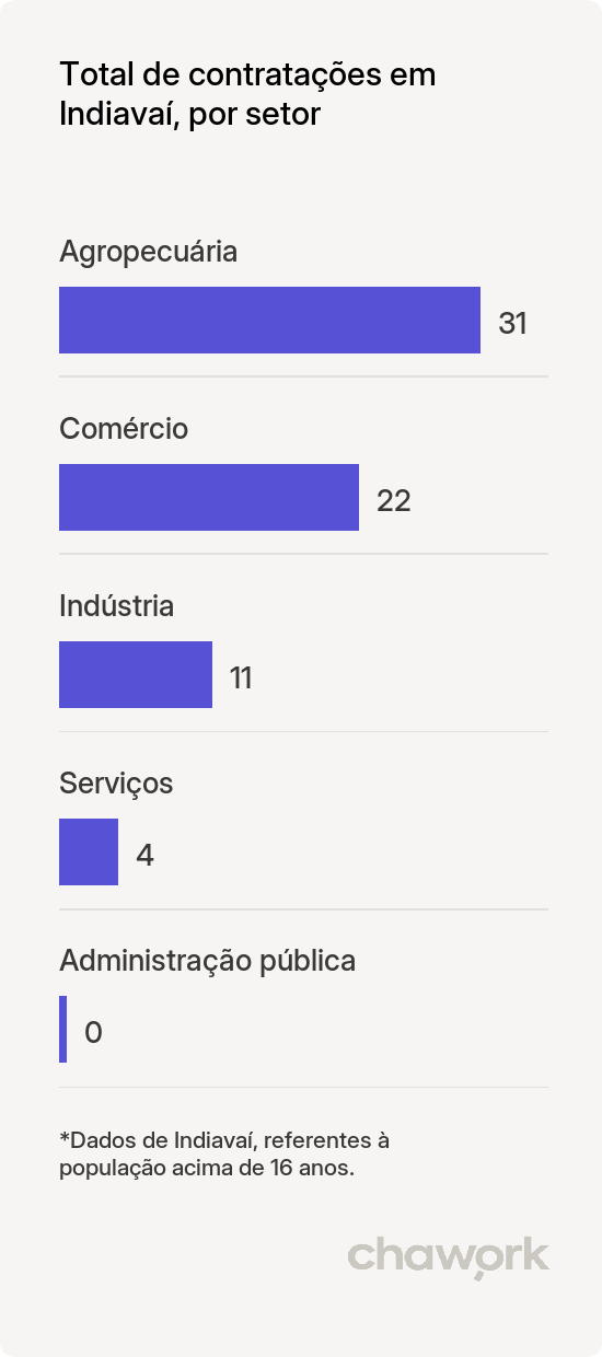 Total de contratações por setor em Indiavaí, MT