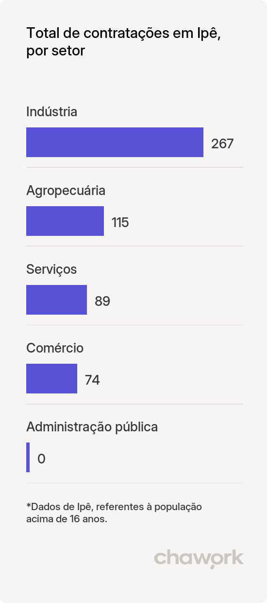 Total de contratações por setor em Ipê, RS