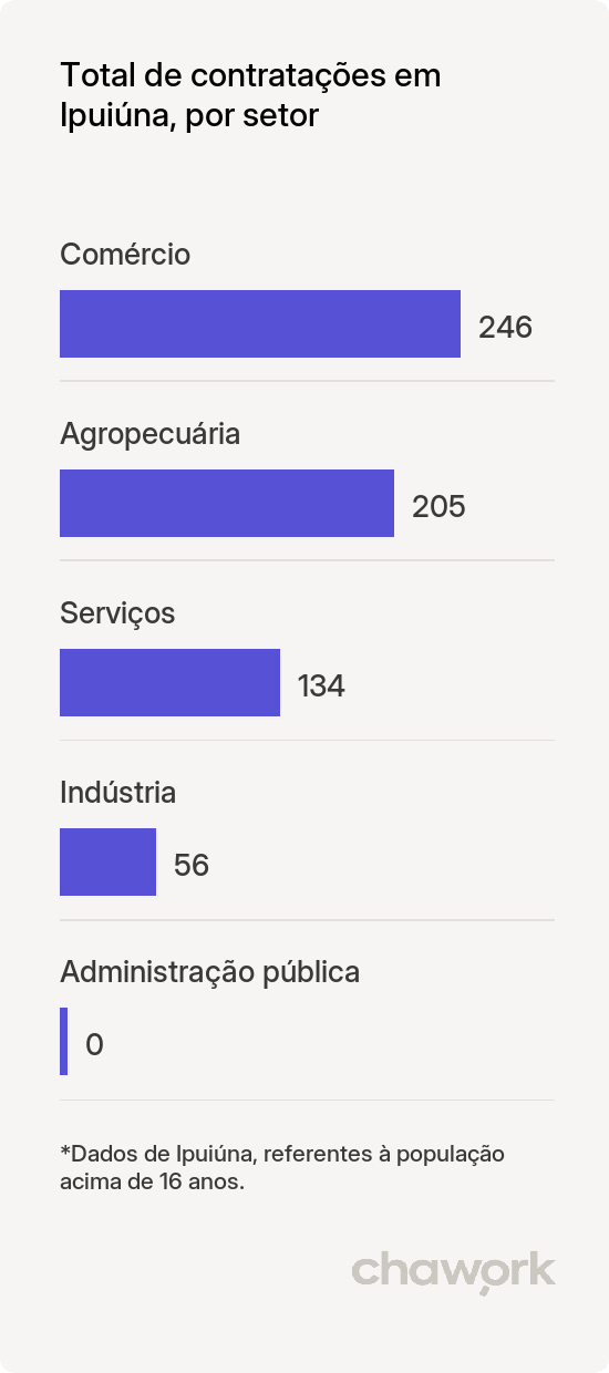 Total de contratações por setor em Ipuiúna, MG