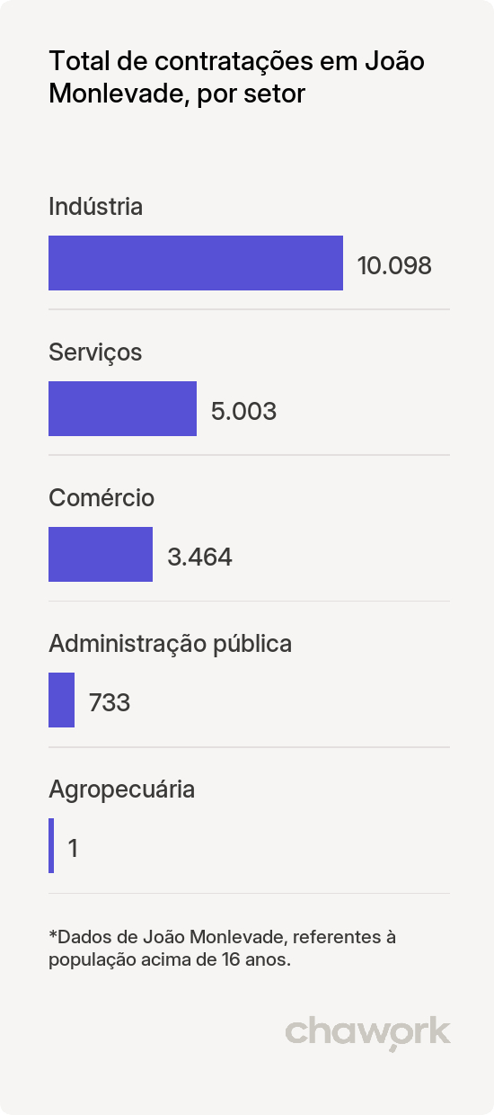 Total de contratações por setor em João Monlevade, MG