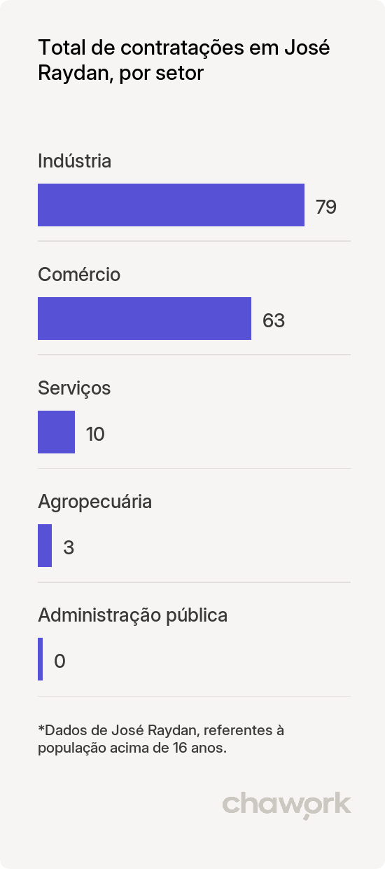 Total de contratações por setor em José Raydan, MG