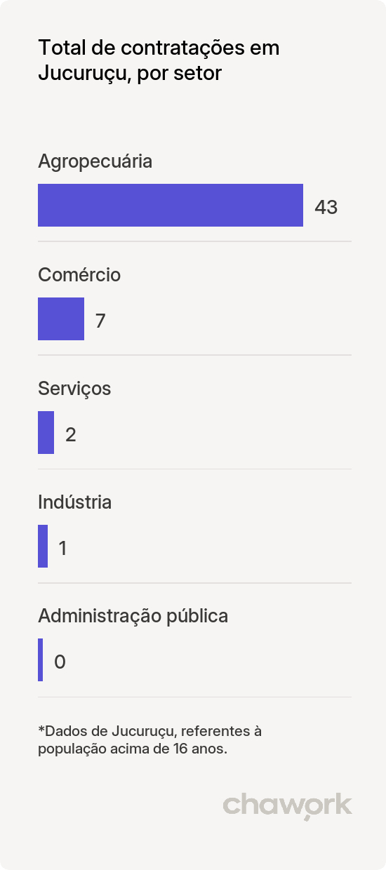 Total de contratações por setor em Jucuruçu, BA