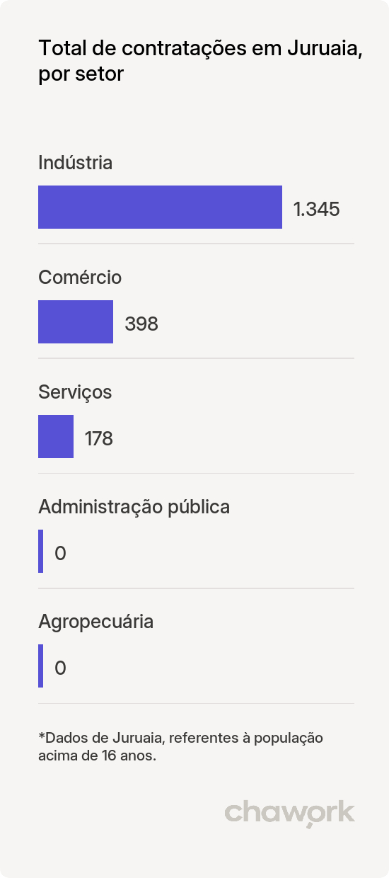 Total de contratações por setor em Juruaia, MG