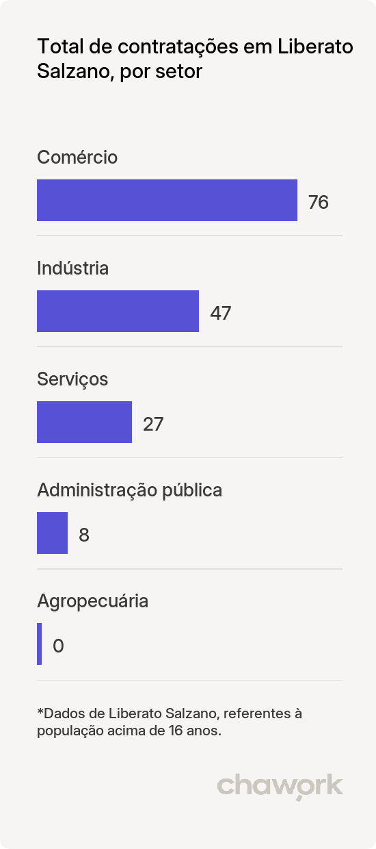 Total de contratações por setor em Liberato Salzano, RS