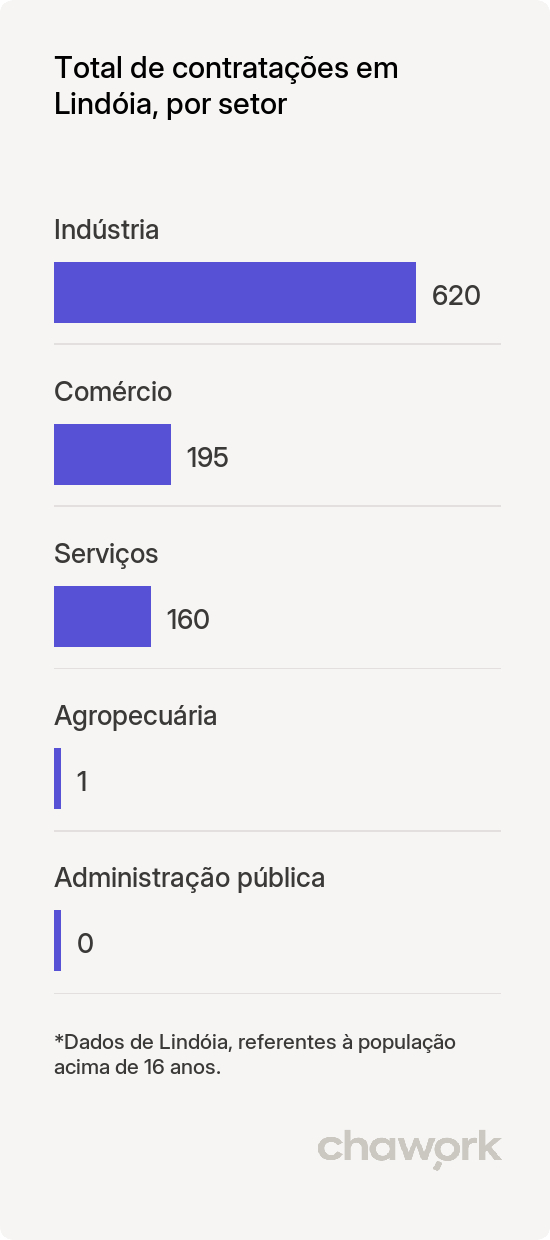 Total de contratações por setor em Lindóia, SP