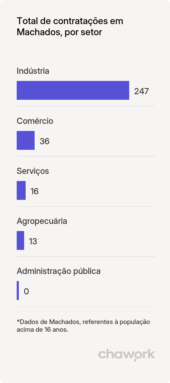 Total de contratações por setor em Machados, PE