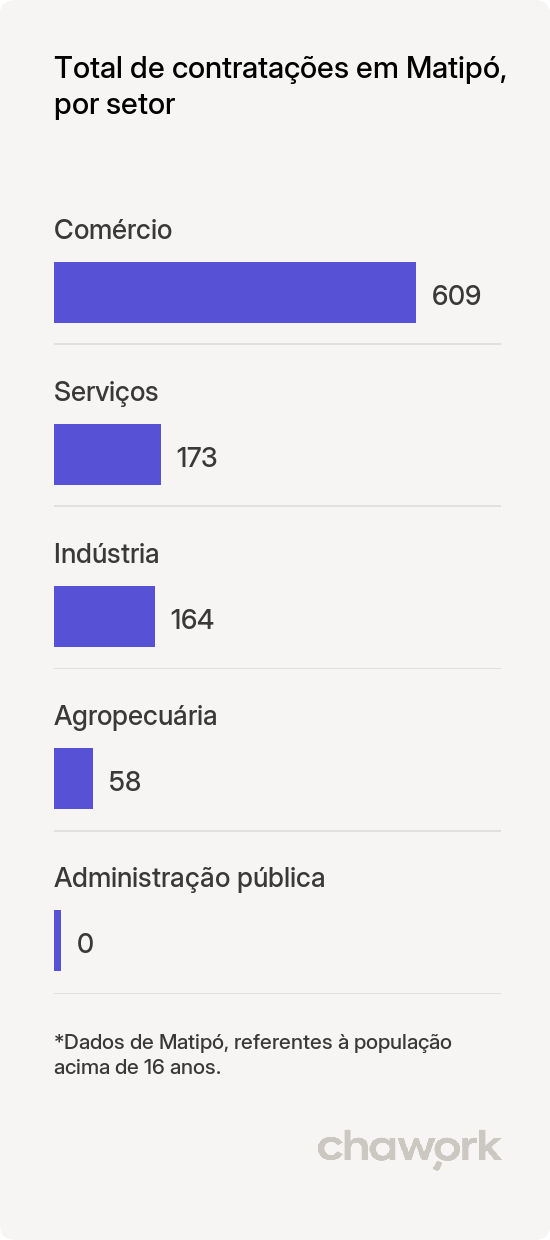 Total de contratações por setor em Matipó, MG