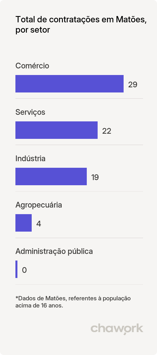 Total de contratações por setor em Matões, MA