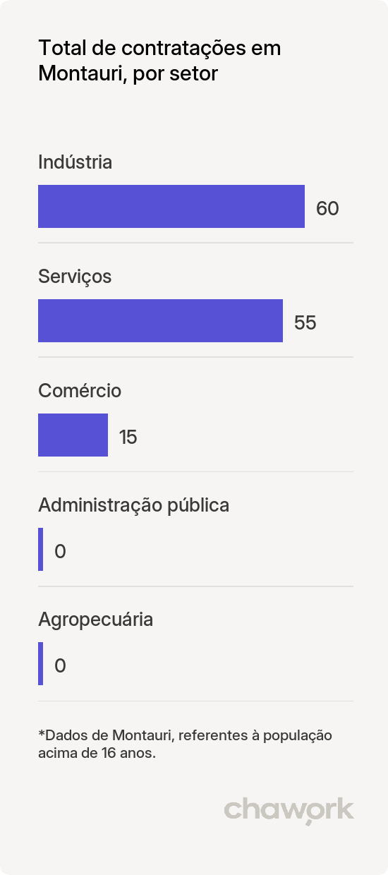 Total de contratações por setor em Montauri, RS