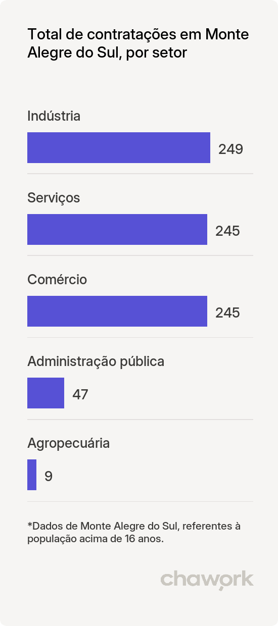Total de contratações por setor em Monte Alegre do Sul, SP