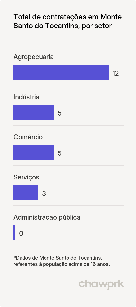 Total de contratações por setor em Monte Santo do Tocantins, TO