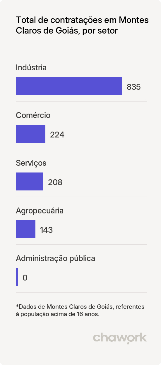 Total de contratações por setor em Montes Claros de Goiás, GO