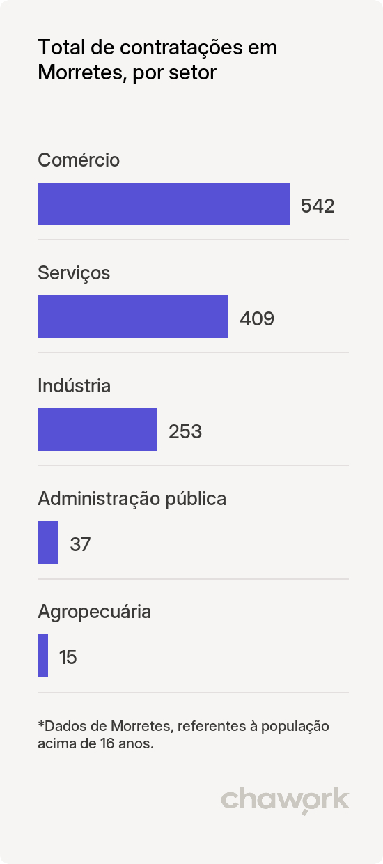 Total de contratações por setor em Morretes, PR