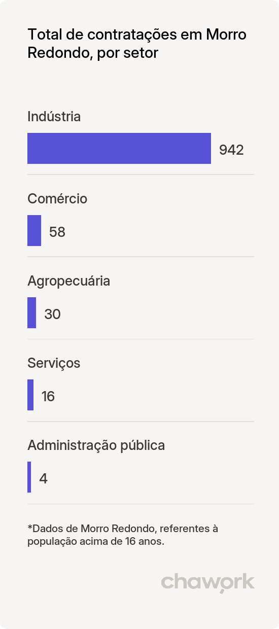Total de contratações por setor em Morro Redondo, RS