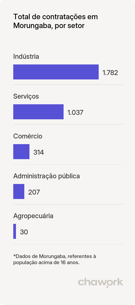Total de contratações por setor em Morungaba, SP