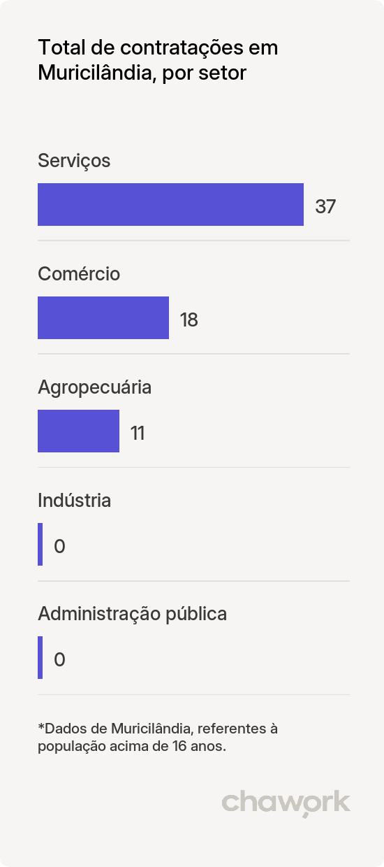 Total de contratações por setor em Muricilândia, TO