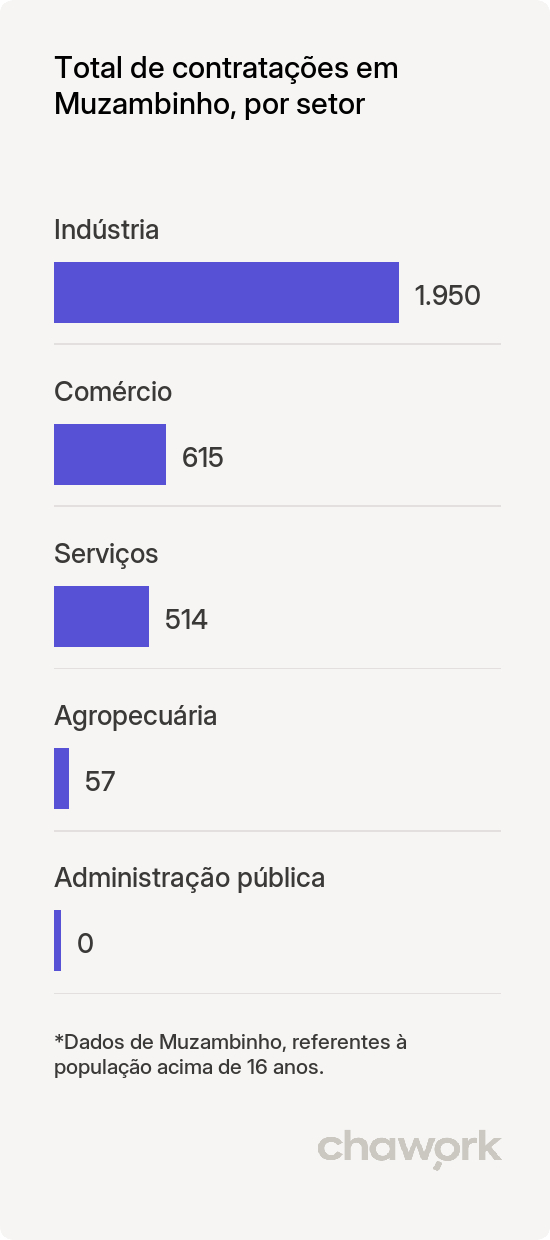Total de contratações por setor em Muzambinho, MG