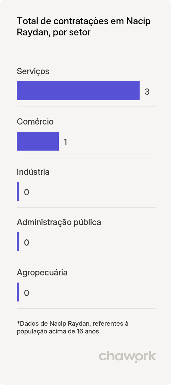 Total de contratações por setor em Nacip Raydan, MG
