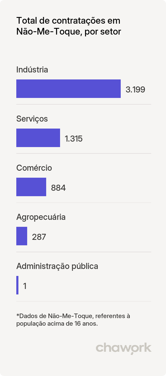 Total de contratações por setor em Não-Me-Toque, RS