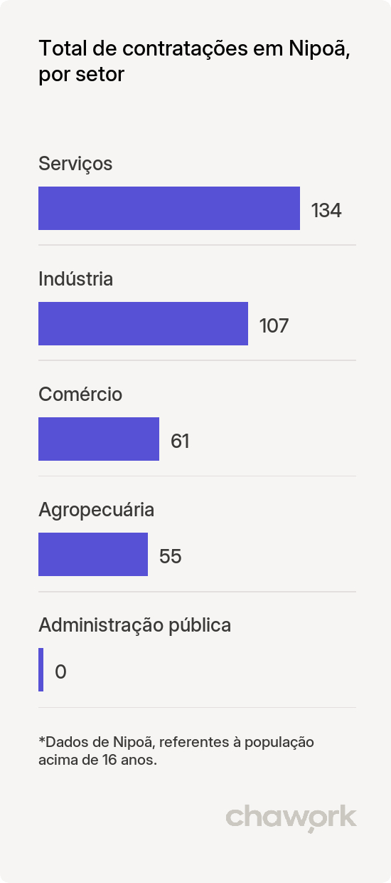 Total de contratações por setor em Nipoã, SP