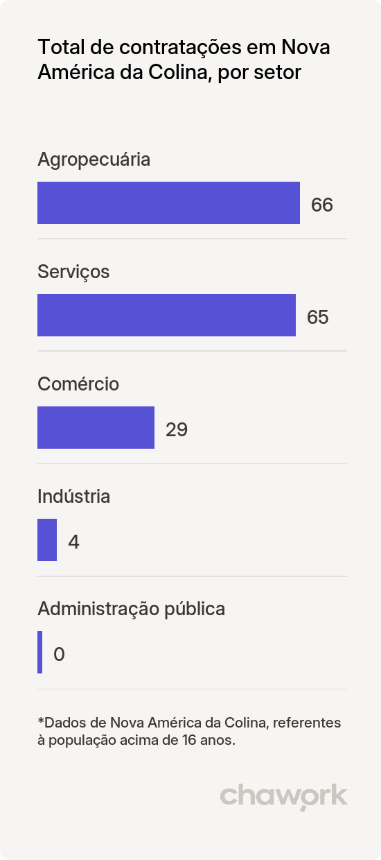 Total de contratações por setor em Nova América da Colina, PR