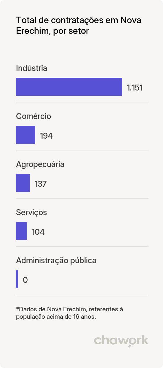 Total de contratações por setor em Nova Erechim, SC