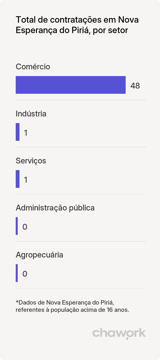 Total de contratações por setor em Nova Esperança do Piriá, PA
