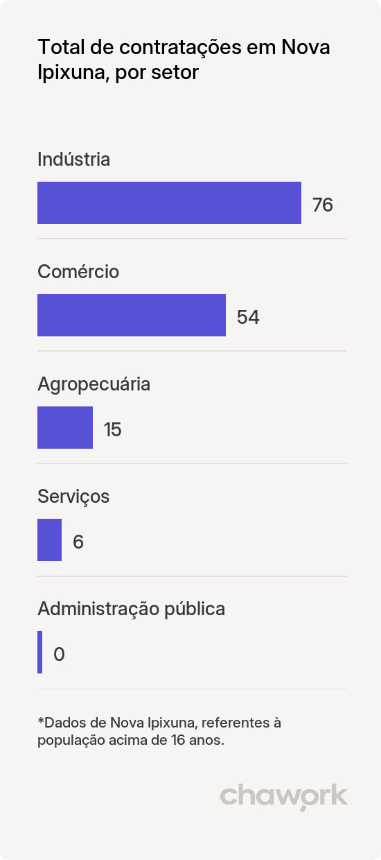 Total de contratações por setor em Nova Ipixuna, PA
