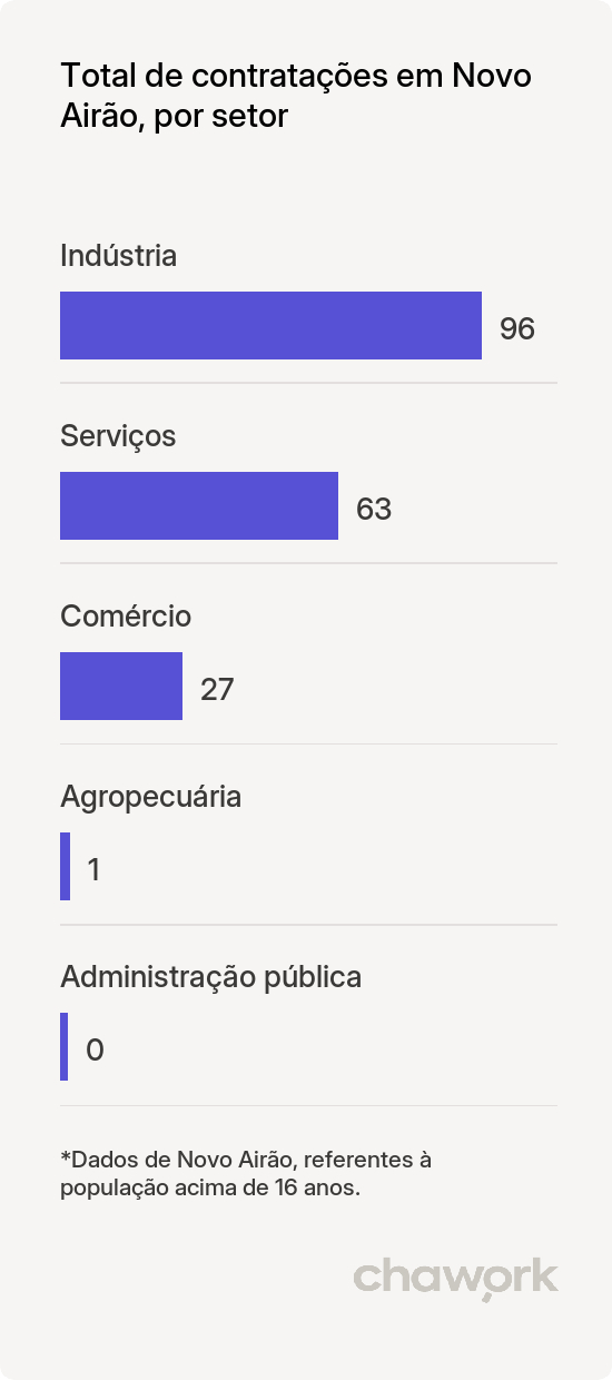 Total de contratações por setor em Novo Airão, AM