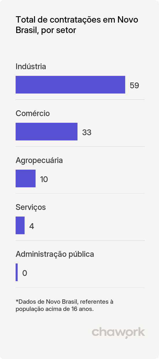 Total de contratações por setor em Novo Brasil, GO