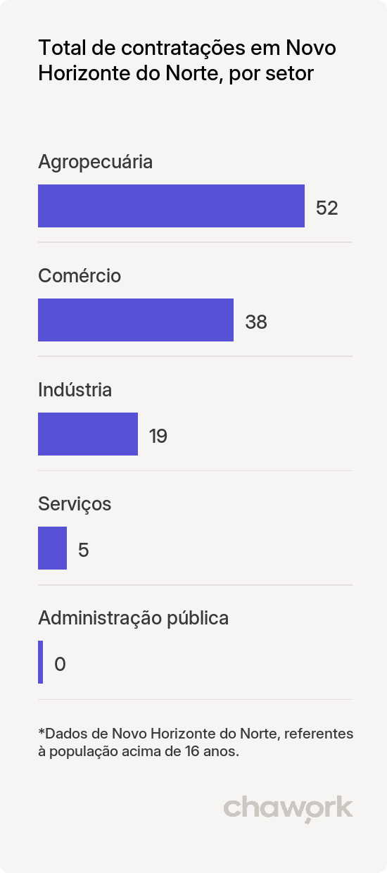Total de contratações por setor em Novo Horizonte do Norte, MT