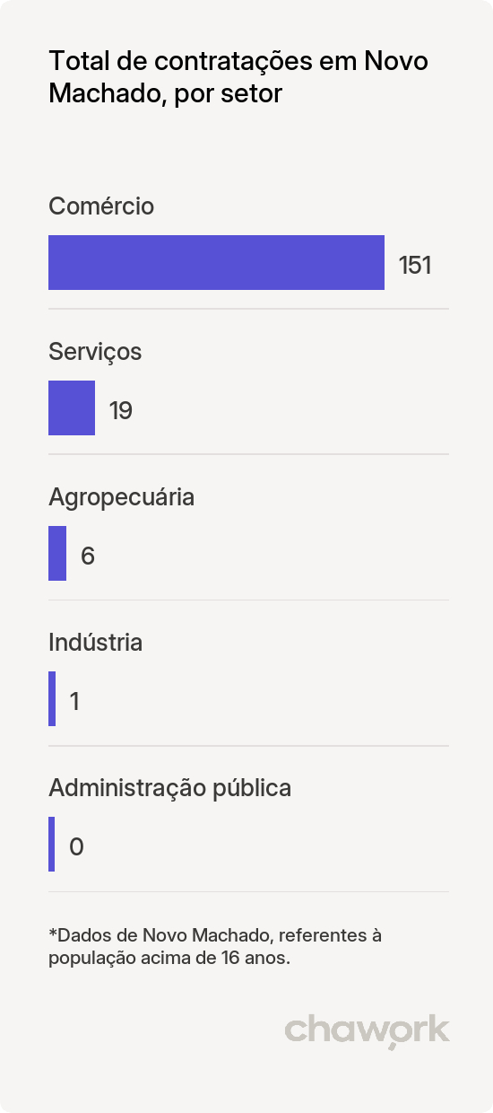Total de contratações por setor em Novo Machado, RS