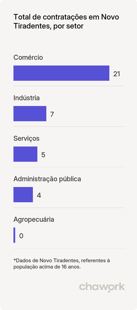 Total de contratações por setor em Novo Tiradentes, RS