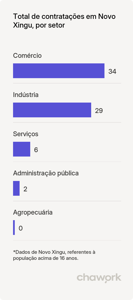 Total de contratações por setor em Novo Xingu, RS