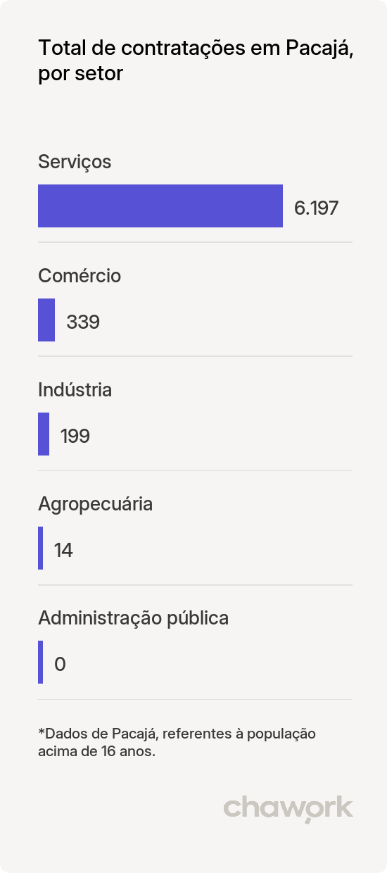 Total de contratações por setor em Pacajá, PA