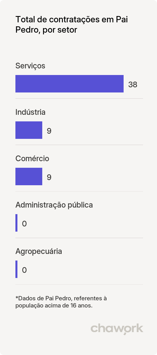 Total de contratações por setor em Pai Pedro, MG