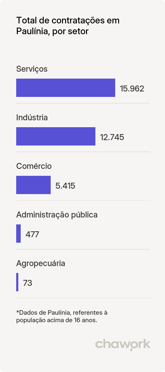 Total de contratações por setor em Paulínia, SP