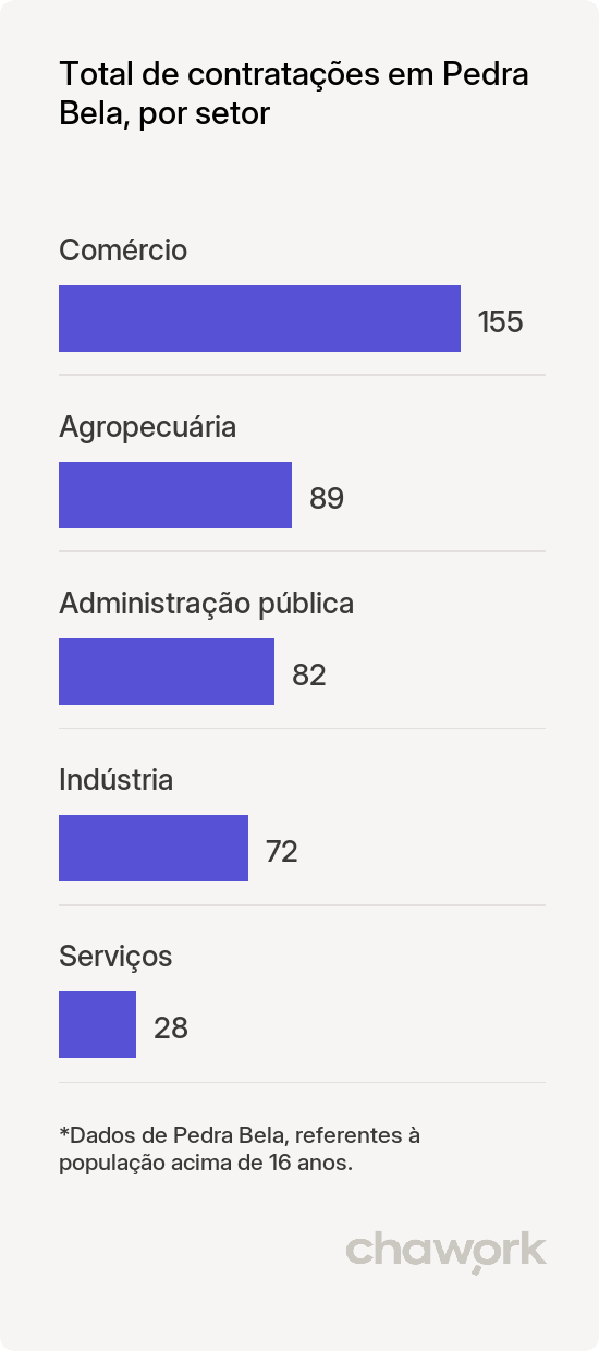 Total de contratações por setor em Pedra Bela, SP