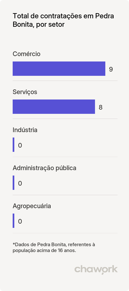 Total de contratações por setor em Pedra Bonita, MG