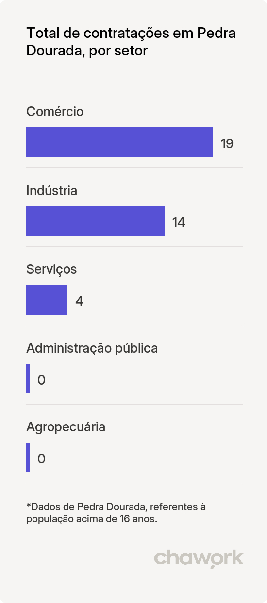 Total de contratações por setor em Pedra Dourada, MG
