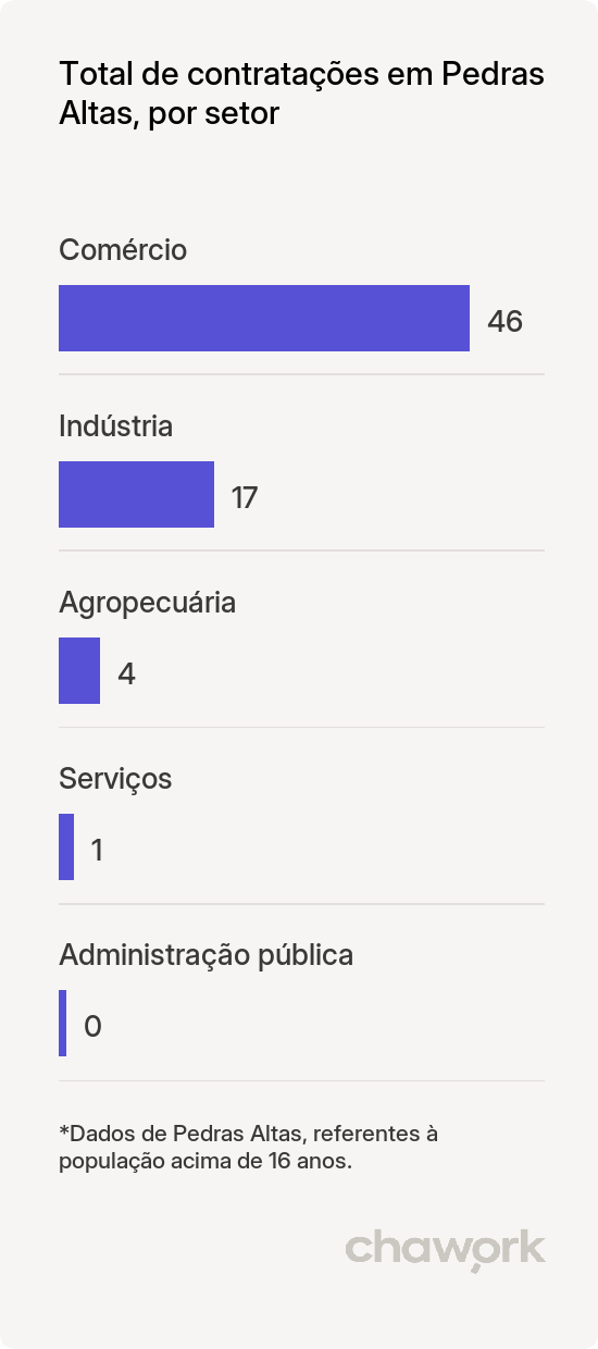 Total de contratações por setor em Pedras Altas, RS