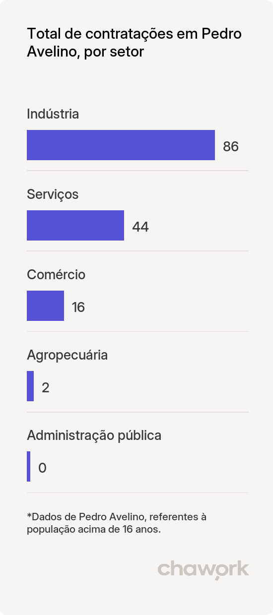 Total de contratações por setor em Pedro Avelino, RN