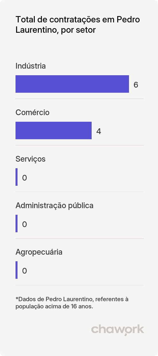 Total de contratações por setor em Pedro Laurentino, PI