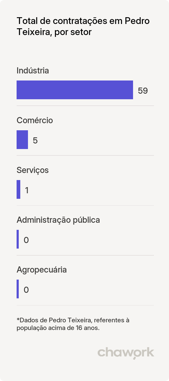Total de contratações por setor em Pedro Teixeira, MG