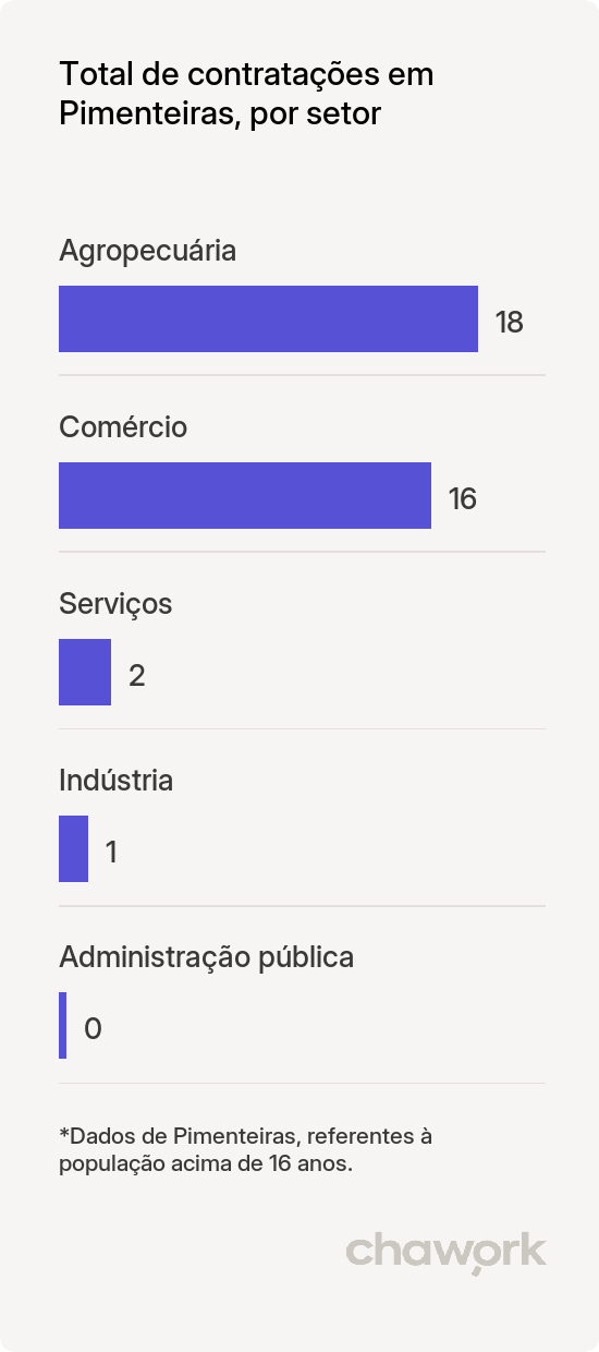 Total de contratações por setor em Pimenteiras, PI