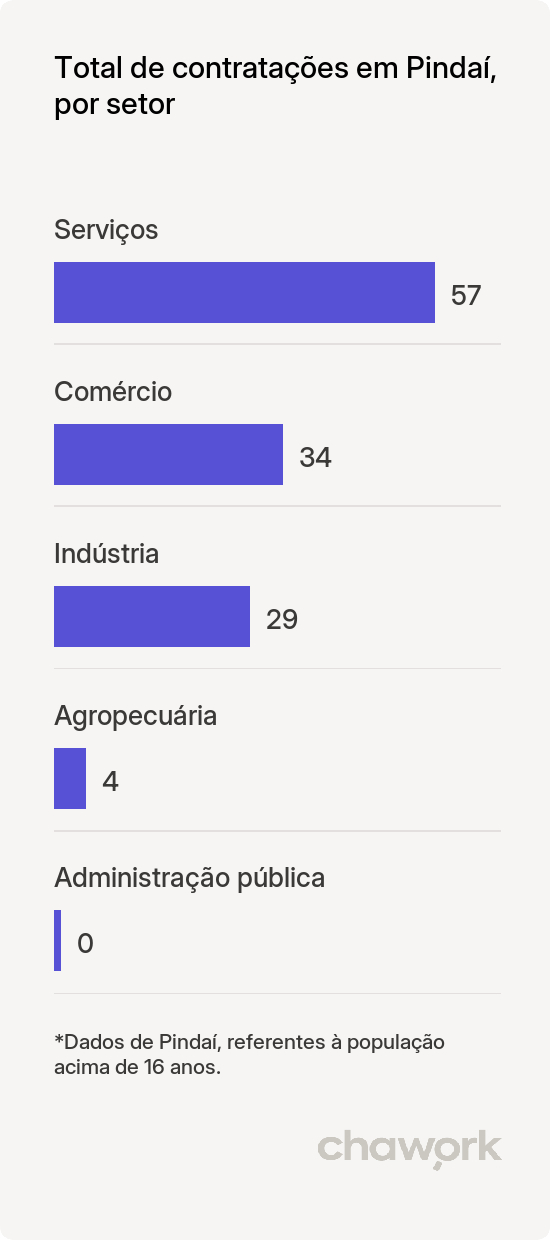 Total de contratações por setor em Pindaí, BA