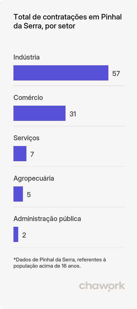 Total de contratações por setor em Pinhal da Serra, RS