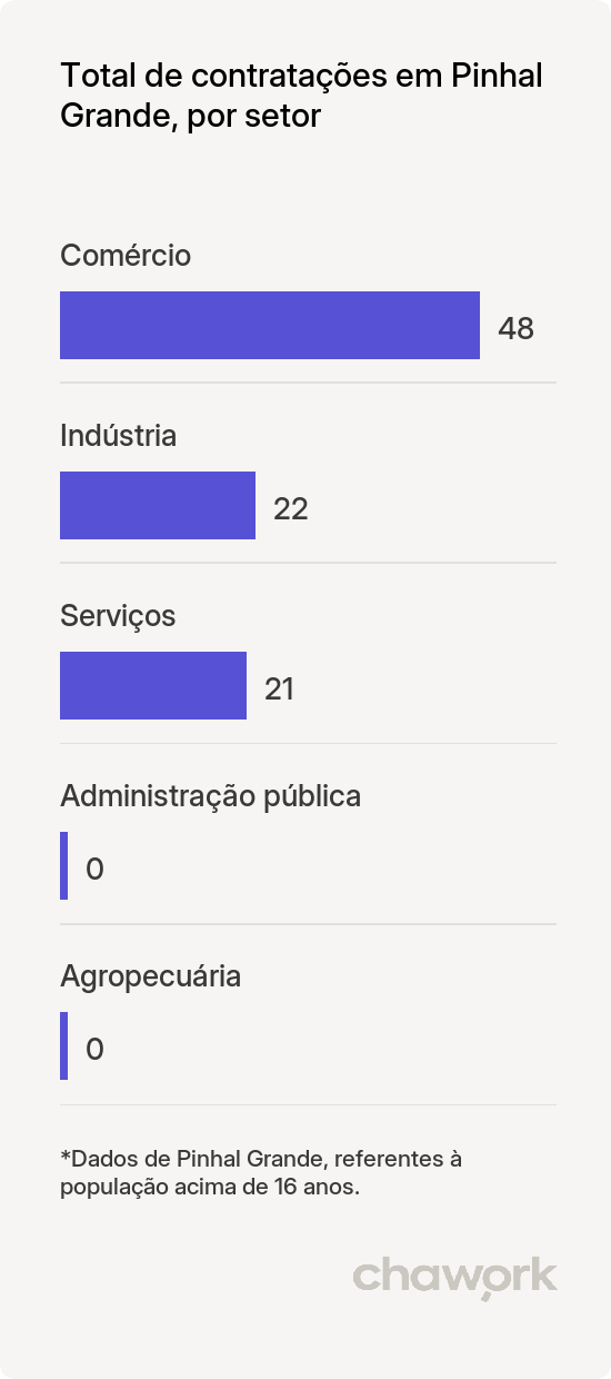 Total de contratações por setor em Pinhal Grande, RS
